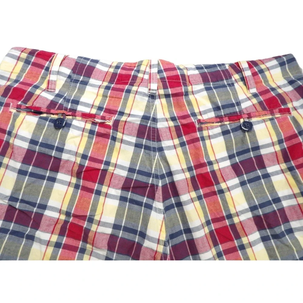 Y2K Polo Jeans Co Ralph Lauren Plaid‎ Shorts Men 38 Red Blue Cotton Chino Preppy